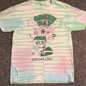 Green Day Tie-Dye Tee - Pastel Pink & Mint Green